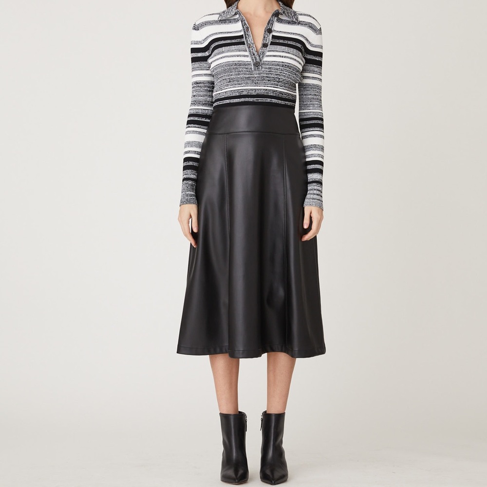 Shoshanna Fall ‘23 NEW knit and leather Avril dress. Size M Never worn, no tags